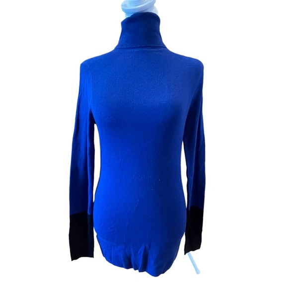 Ann Taylor Sweaters - Ann Taylor. Sz Medium. Brilliant Blue Turtleneck w/black accent trim. Body-Con